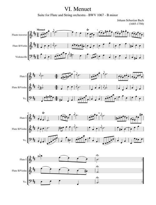 Menuet, Johann Sebastian Bach, Suite in B minor, BWV 1067