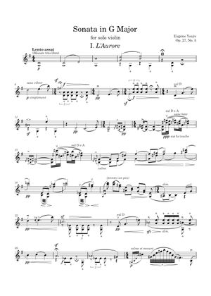Solo Violin Sonata in A Minor - E. Ysaÿe, Op. 27, No. 2 Sheet