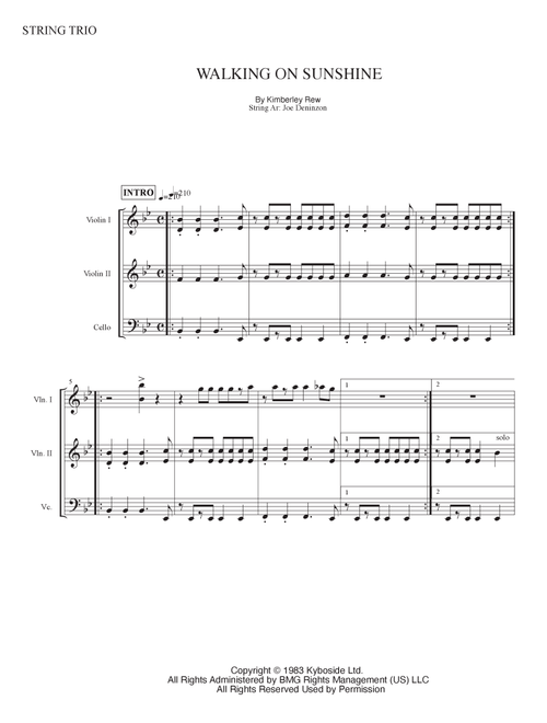 Walking On Sunshine (Arr. Joe Deninzon) - Katrina And The Waves (String Ensemble)