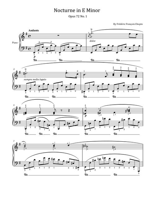 Chopin - Nocturne in E Minor - Op.72 No. 1 - Original With Fingered (Arr. poon) - Frédéric François Chopin (Piano Solo)