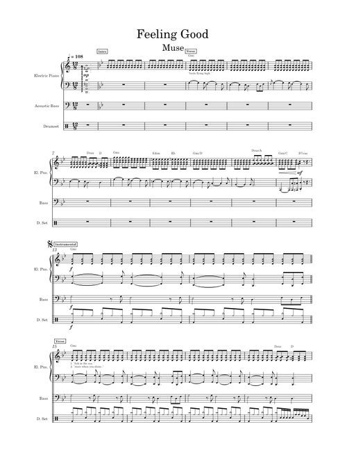 Feeling good – Muse Lead Sheet