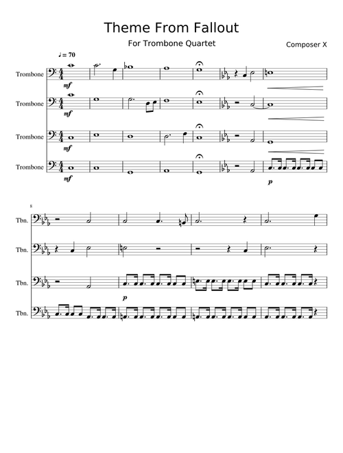 Fallout 4 Theme - Trombone Quartet