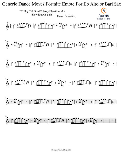 Generic Dance Moves Fortnite Emote For Eb Alto or Bari Sax