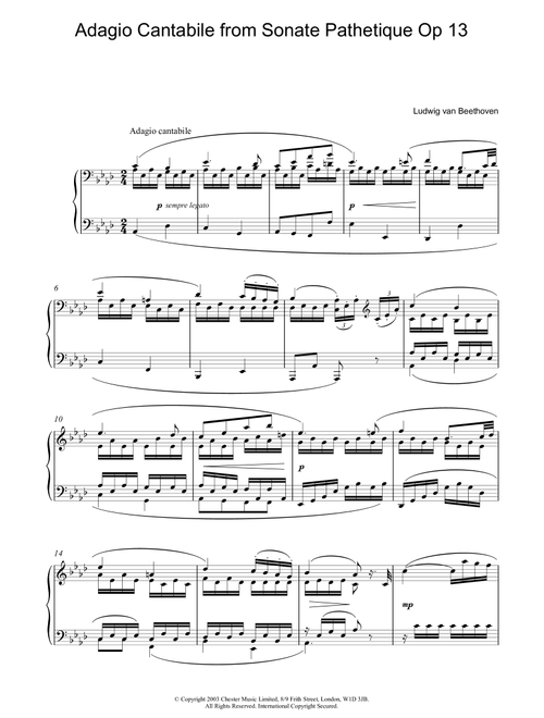 Adagio Cantabile from Sonate Pathetique Op 13 - Ludwig Van Beethoven (Piano Solo)