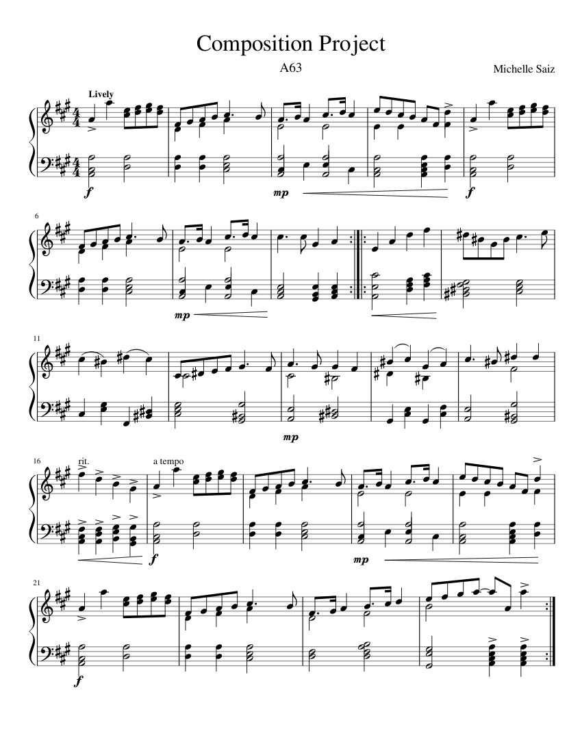 Composition Project Sheet music for Piano (Solo) Easy | Musescore.com