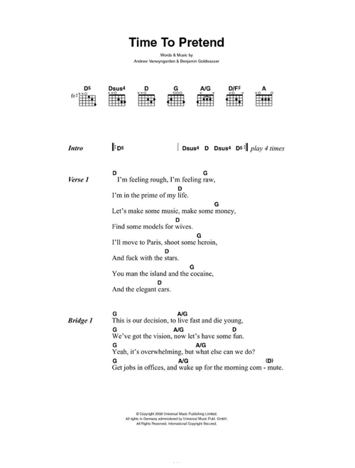 Time To Pretend - MGMT (Guitar Chords-Lyrics)