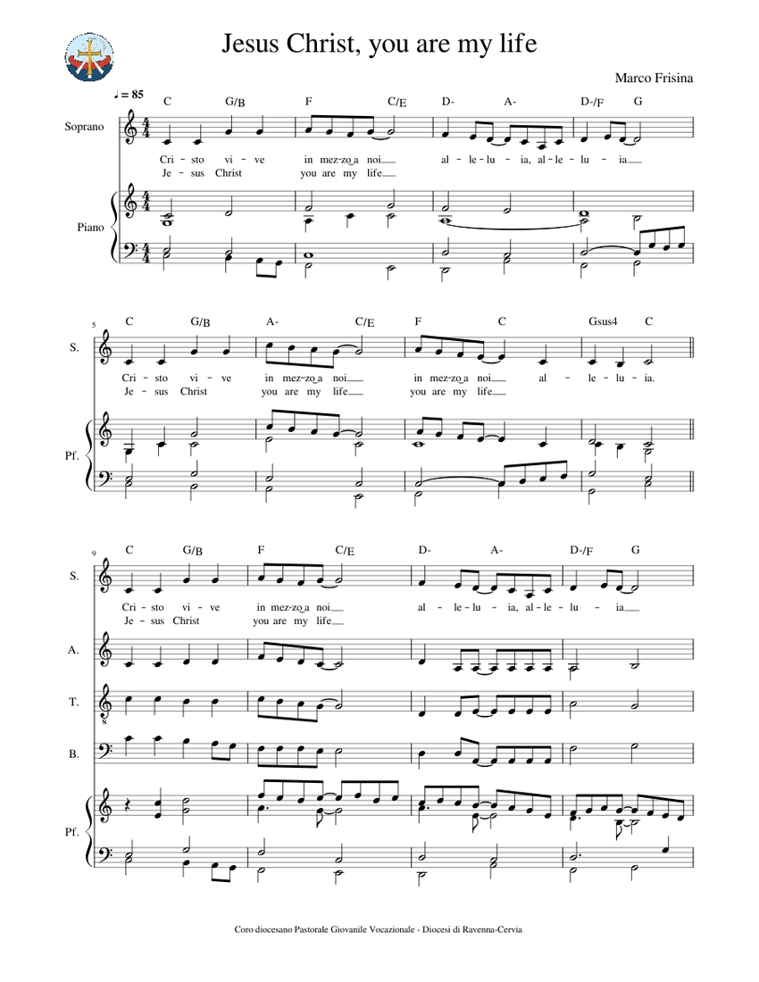 Jesus Christ you are my life Sheet Music with Chords for
