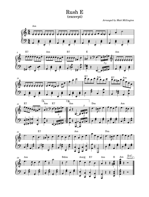 Rush E (Arr. Matt Millington) - Wrangell (Piano Solo)