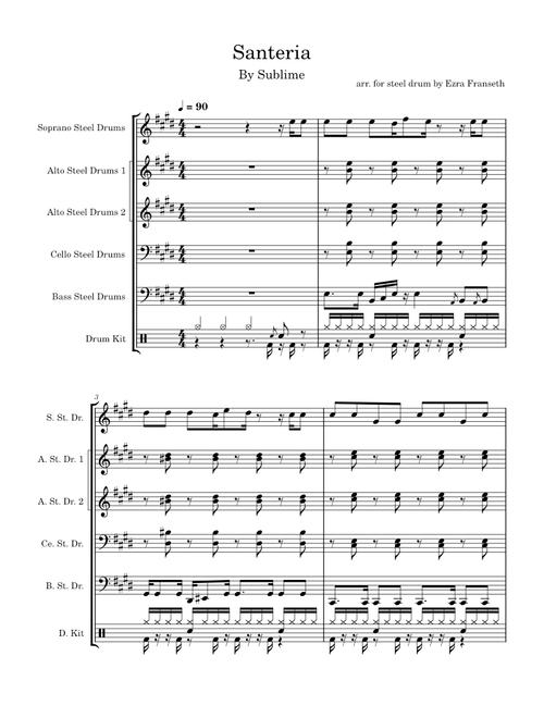 Santeria – Sublime for Steel Drum Band