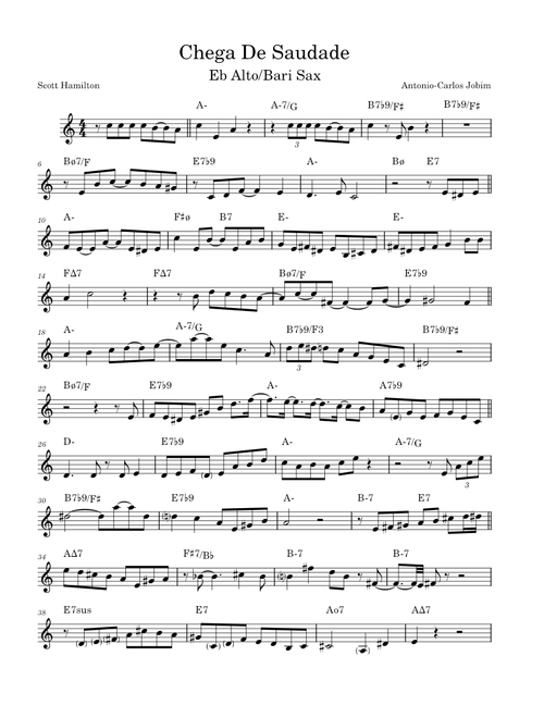 Chega De Saudade – Scott Hamilton Solo (Alto/Bari Sax)