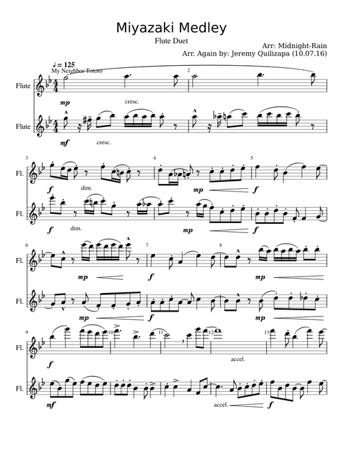 Miyazaki Medley for Flute Duet