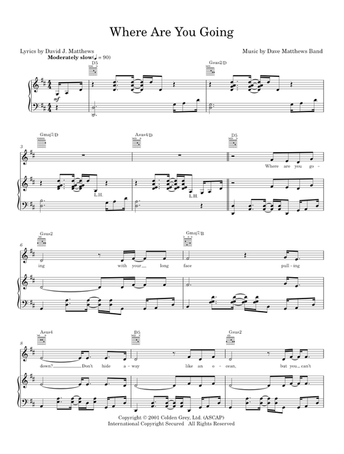 Where are you going - Dave Matthews Band (Piano-Vocal-Guitar)