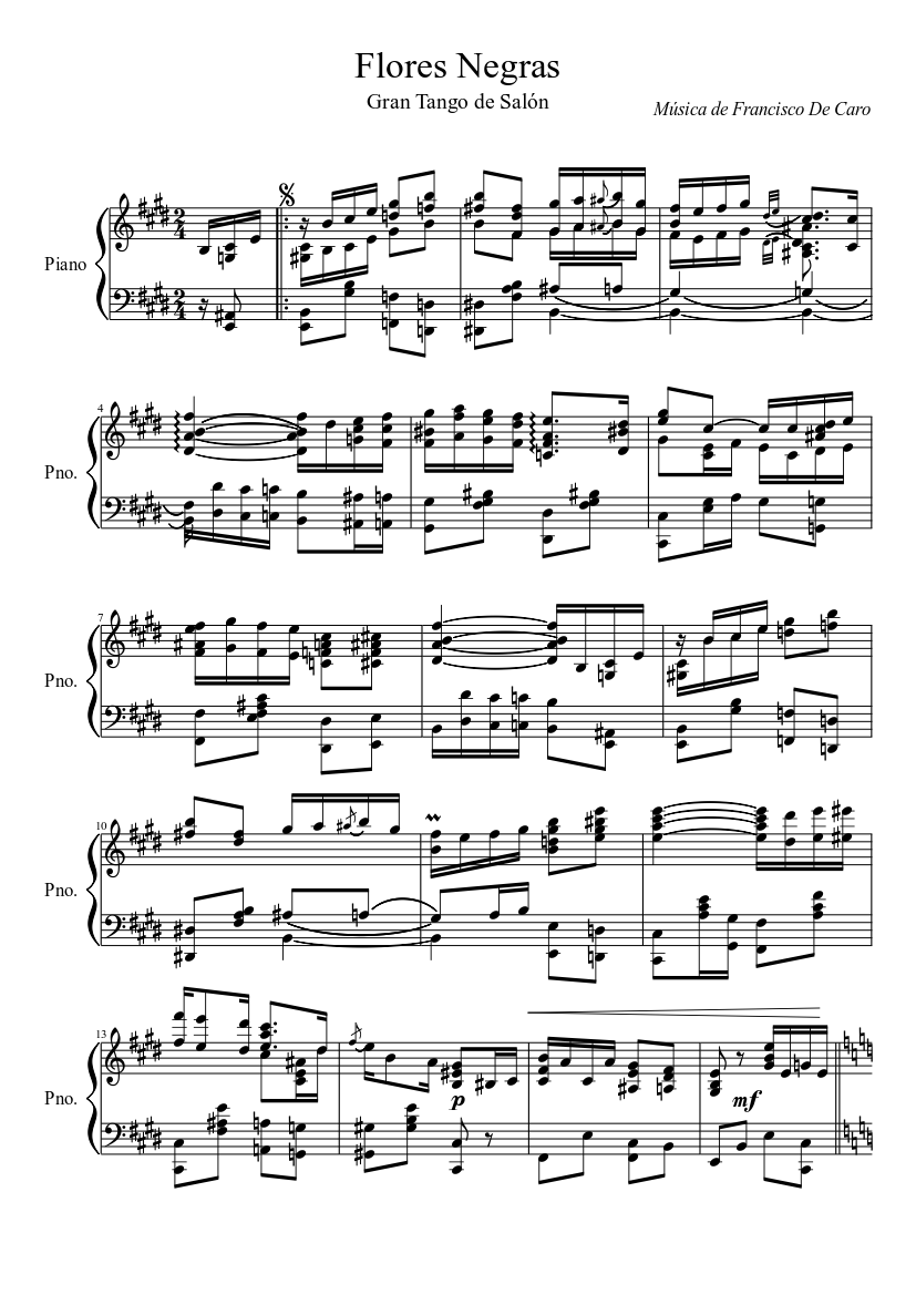 Flores Negras Sheet music for Piano (Solo) 