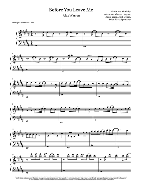 Before You Leave Me (Arr. Welder Dias) - Alex Warren (Easy Piano)