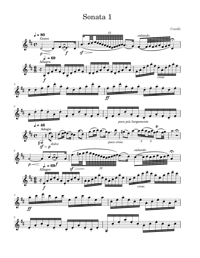 Violin Sonata in D Major, Op. 5, No 1 – Arcangelo Corelli Violin Sonata in D Major, Op. 5, No 1 – Arcangelo Corelli