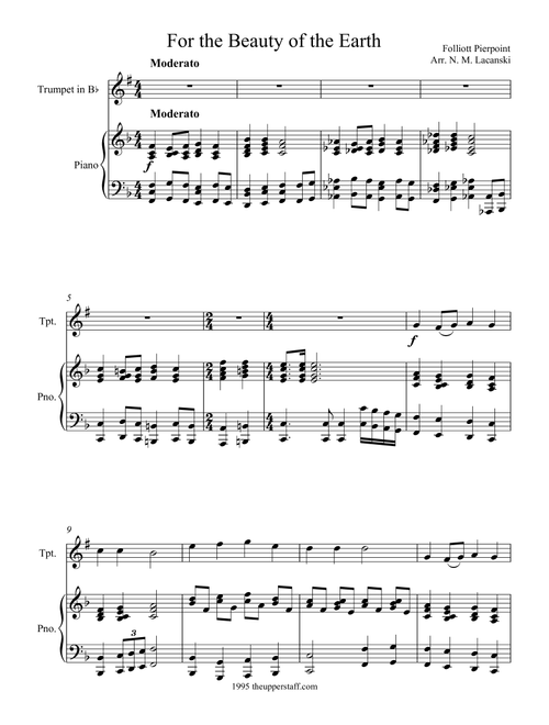 For the Beauty of the Earth (Arr. Nick Lacanski) - Pierpoint, Folliott (Instrumental Duet)