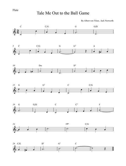Take Me Out To The Ball Game (Arr. Alex Nunes Rodrigues) - Albert von Tilzer, Jack Norworth (Flute Solo)