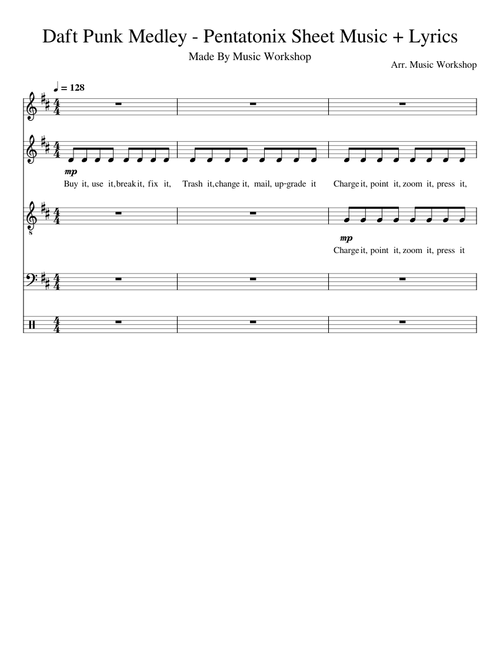 Daft Punk Medley - Pentatonix Sheet Music + Lyrics