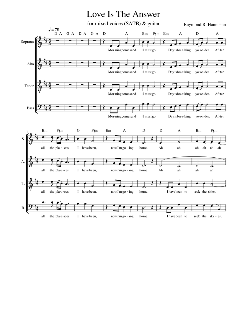 Love is the answer – Raymond Hannisian Love Is The Answer Sheet