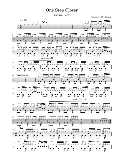 One step closer – Linkin Park(Drum Score)