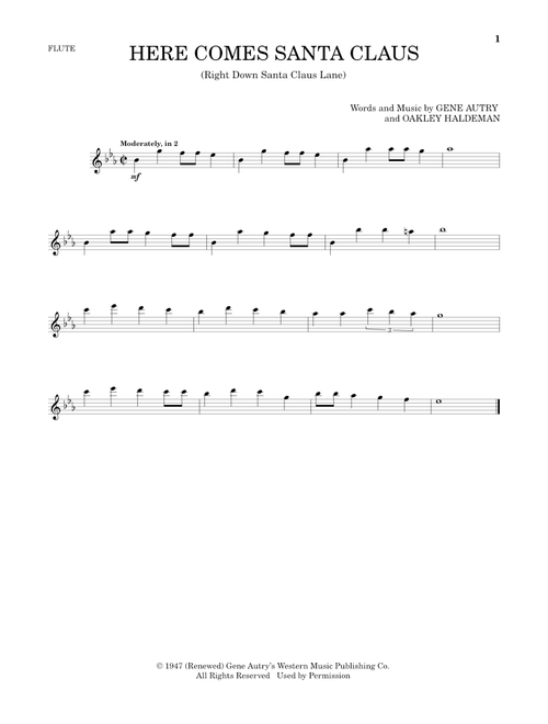 Here Comes Santa Claus (Right Down Santa Claus Lane) - Gene Autry, The Carpenters (Flute Solo)