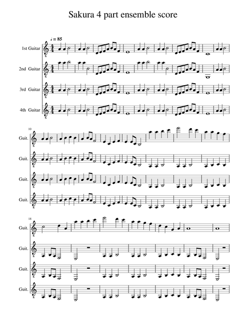 Sakura 4 part ensemble score