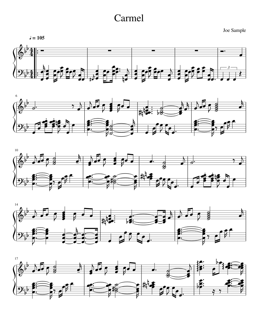 Joe Sample - Carmel Sheet Music for Piano (Solo) | MuseScore.com