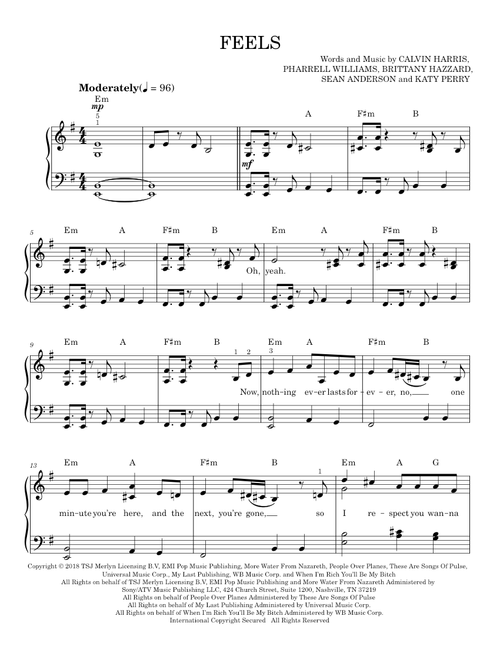 Feels - Calvin Harris ft. Pharrell Williams (Easy Piano)