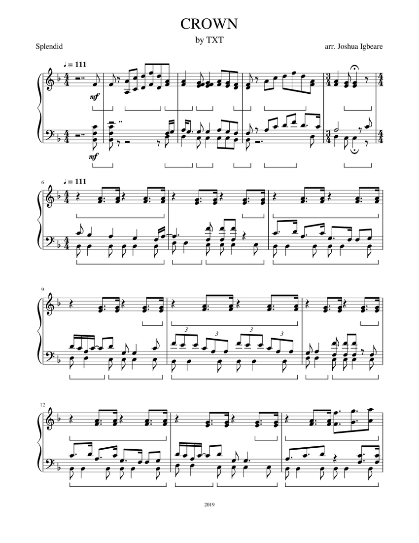 CROWN | TOMORROW X TOGETHER | Piano Arrangement | Splendid