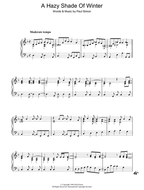A Hazy Shade Of Winter - Simon & Garfunkel (Piano Solo)
