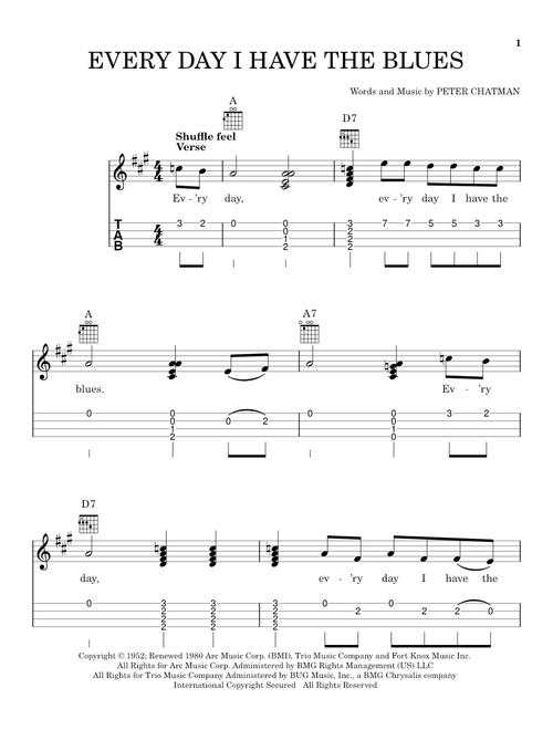 Every Day I Have The Blues (Ed. Lil' Rev) - BB King, Peter Chatman (Easy Ukulele (with Tab))