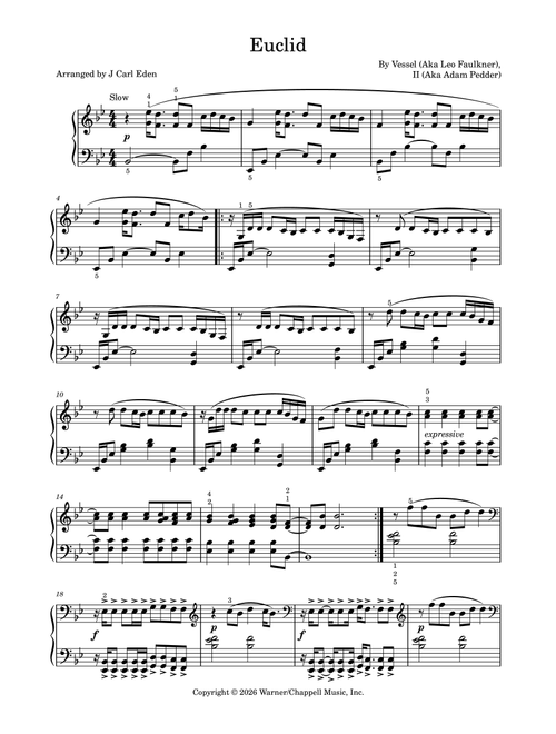 Euclid (Arr. J Carl Eden) - Sleep Token (Piano Solo)