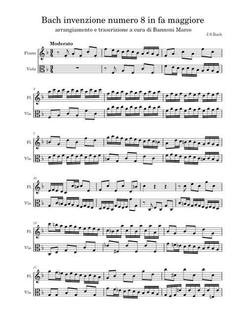 Invention in F major, BWV 779 – Johann Sebastian Bach Bach invenzione numero 8 in fa maggiore