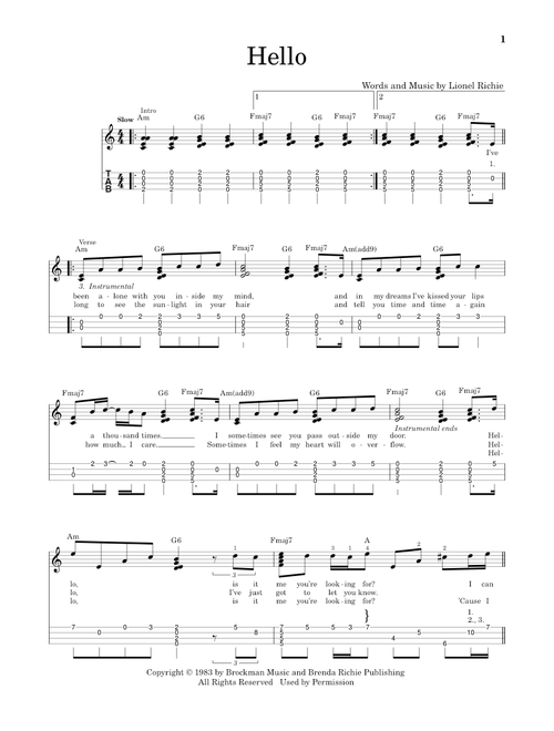 Hello - Lionel Richie (Easy Ukulele (with Tab))
