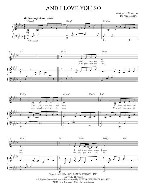 And i love you so - Perry Como (Piano Vocal)