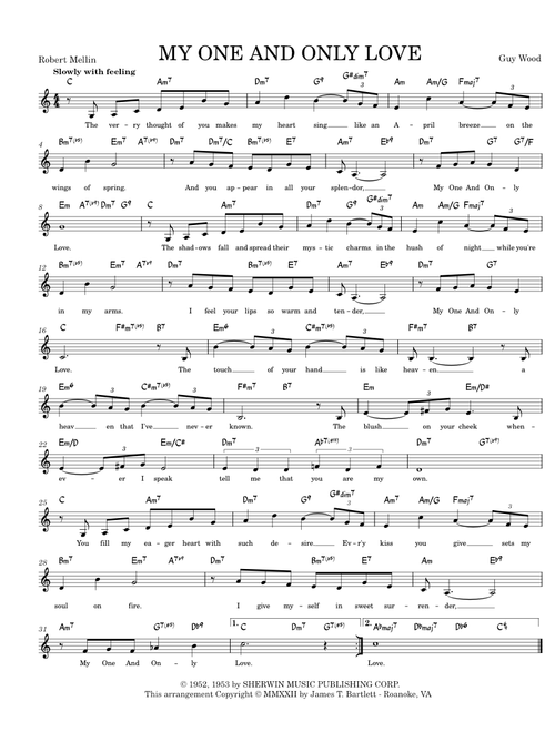 My One and Only Love [lead sheet]
