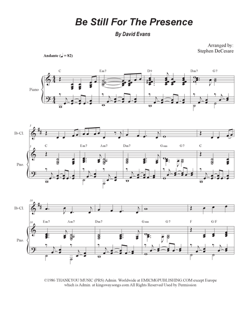 Be Still For The Presence (Arr. Stephen DeCesare) - David Evans (Clarinet and Piano)