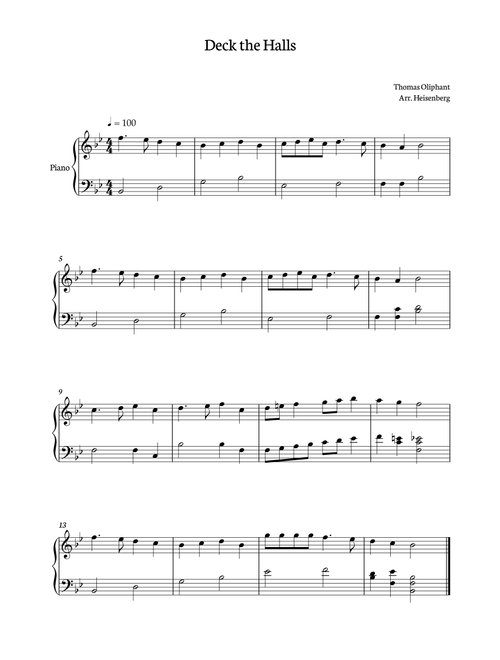 Deck The Halls - Christmas songs for Piano (Arr. Heisenberg) - Thomas Oliphant (Piano Solo)