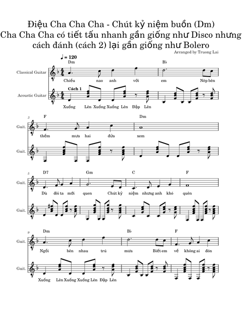 Điệu Cha Cha Cha Chút kỷ niệm buồn - Dm