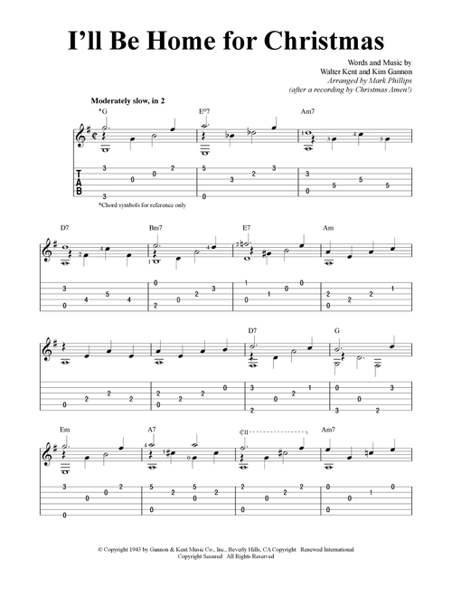 I'll Be Home For Christmas (Arr. Mark Phillips) - Rascal Flatts (Guitar Tab)