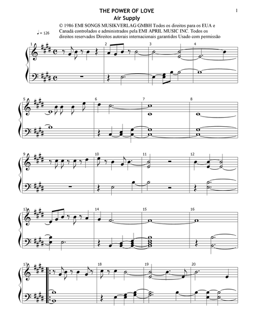 The Power Of Love (Arr. Heraldo Melo dos Santos) - Air Supply (Piano Solo)
