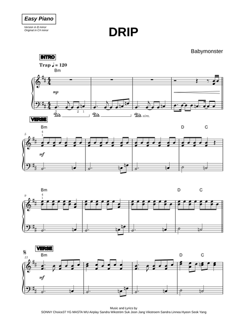 DRIP - BABYMONSTER (Easy Piano)