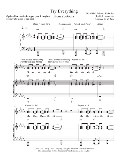 Try Everything (Arr. W. Jack) - Shakira (Choral, Unison)