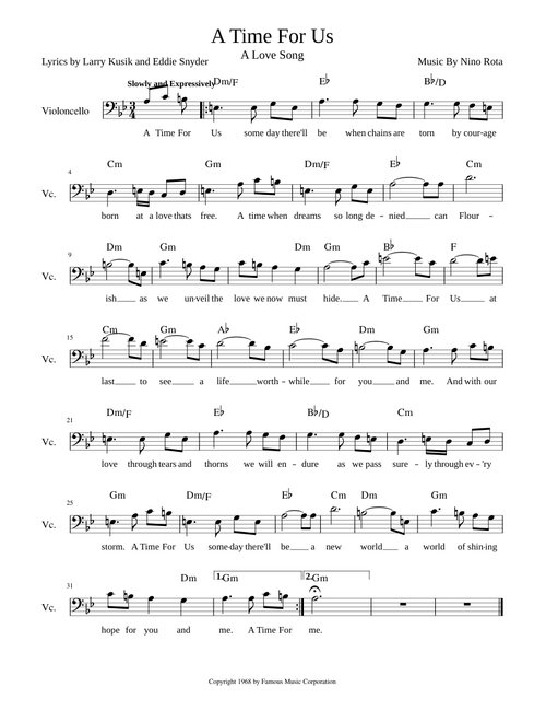 A Time For Us cello