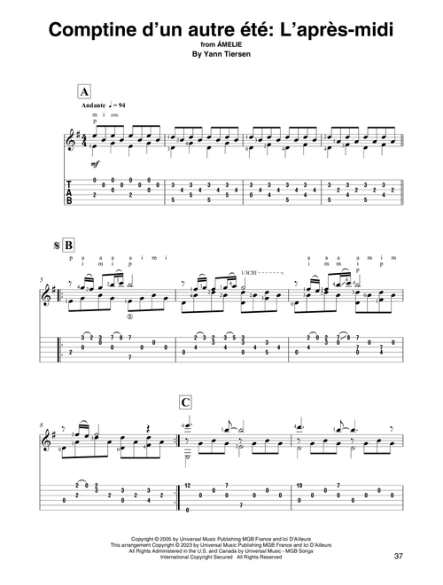 Comptine d'un autre été: L'après-midi (from Amelie) (arr. David Jaggs) - Yann Tiersen (Solo Guitar)