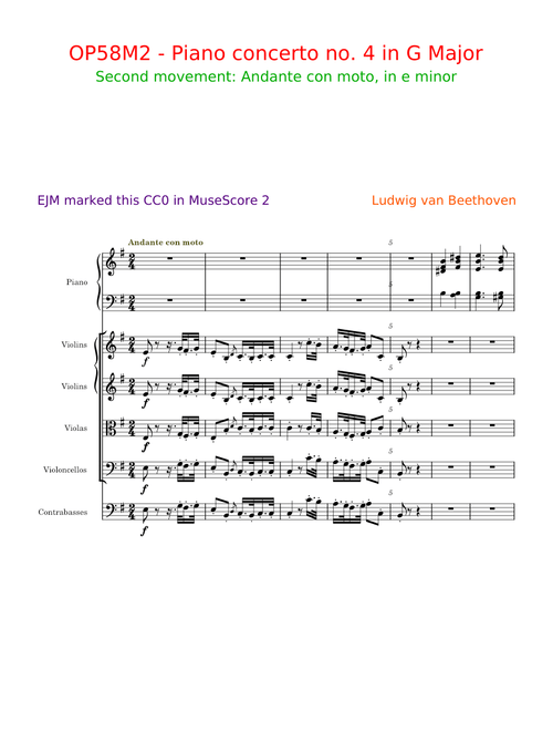 Piano concerto 4 Mvt 2 Andante con moto OP 58 M 2 - Beethoven