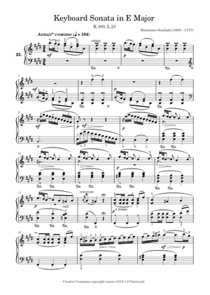 Sonata in E Major K.380 - Domenico Scarlatti Sheet Music for Piano