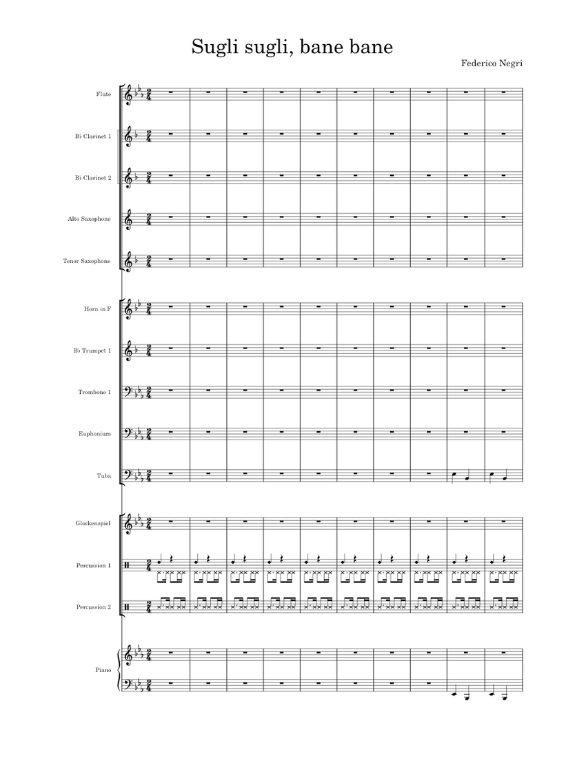 Sugli sugli, bane bane Sheet Music for Piano, Trombone, Euphonium, Tuba ...