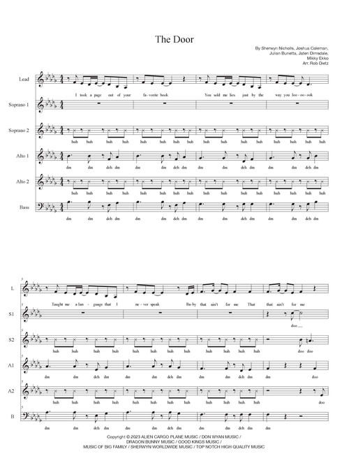 The Door (Arr. Rob Dietz) - Teddy Swims (Choral, SSAA)