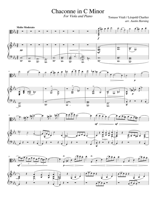 Vitali's Chaconne in G Minor, for Viola and Piano